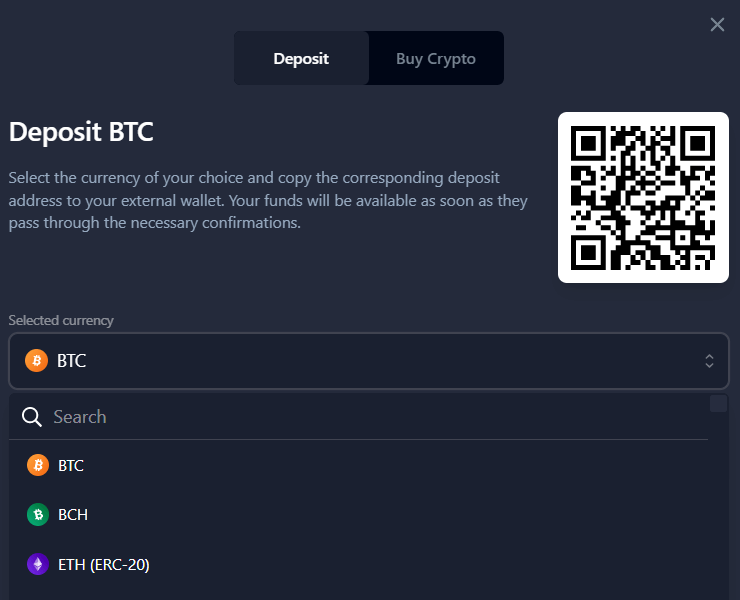 Bets.io Einzahlungsseite