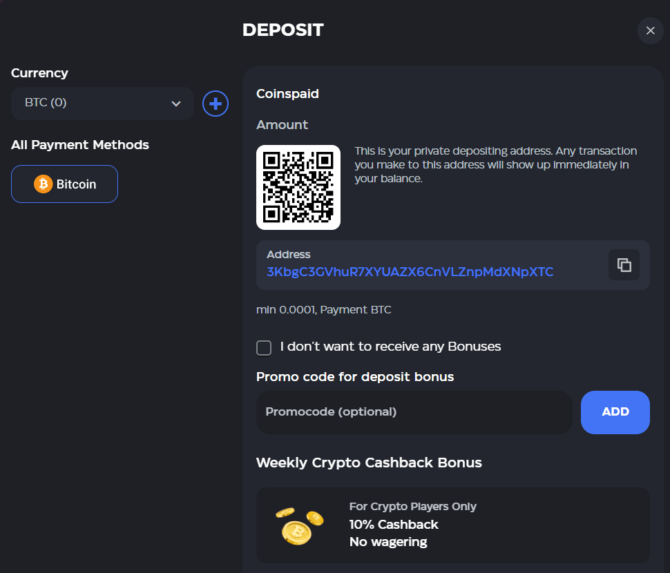 Skycrown Einzahlungsseite