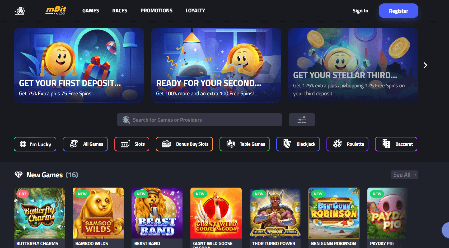 mBitcasino.io Startseite