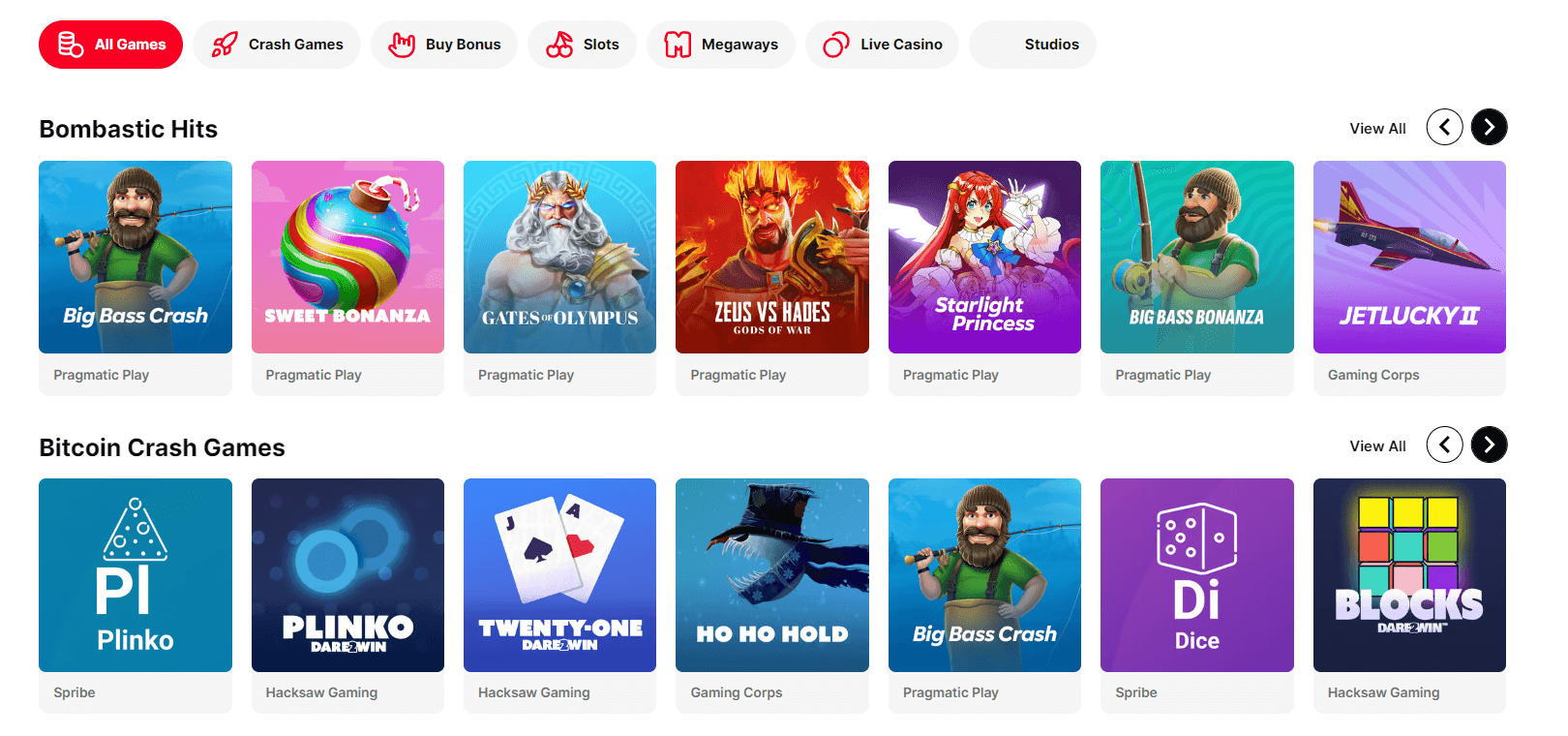 Bombastische Casino-Spiele