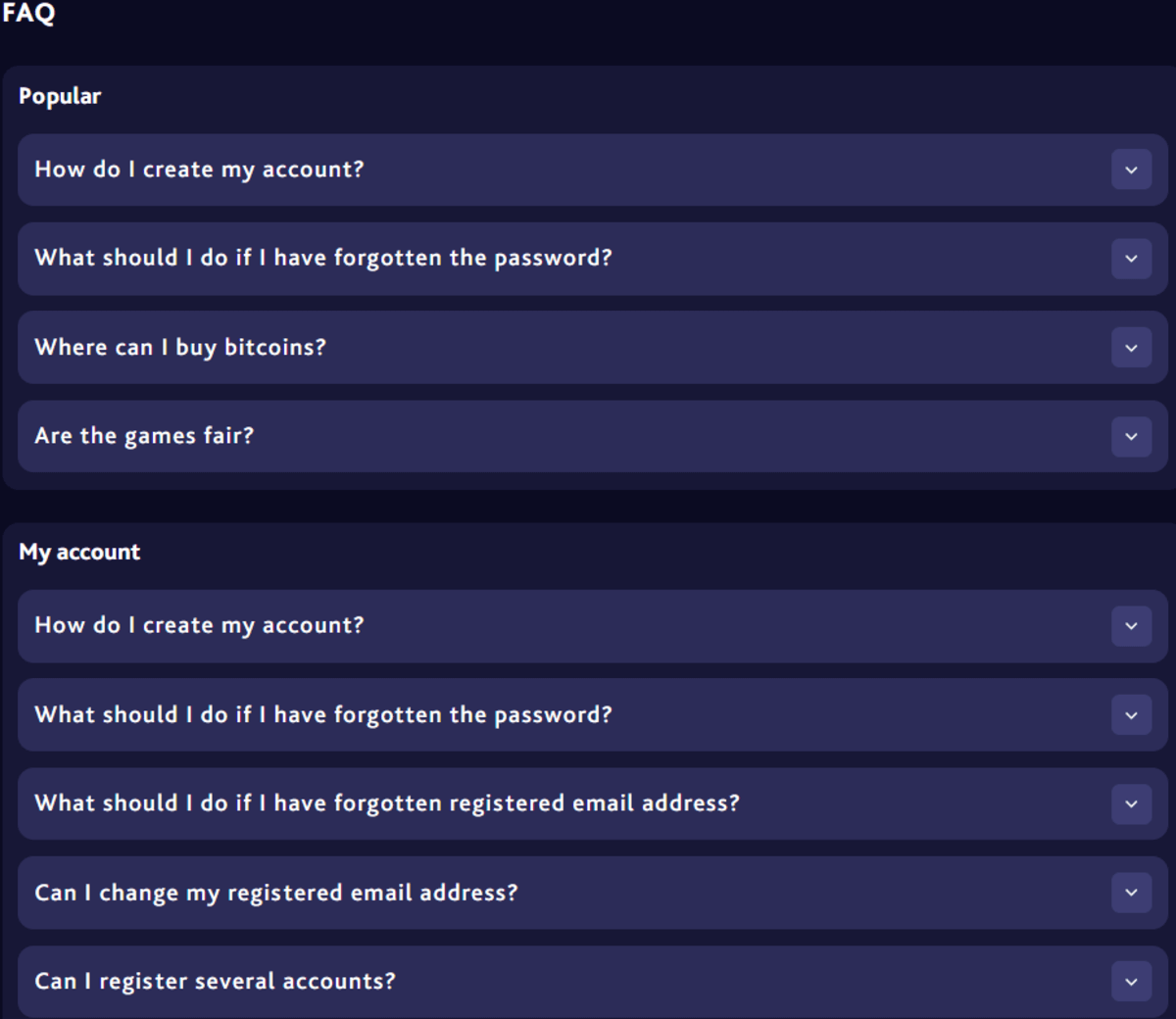 7bitcasino FAQ Abschnitt