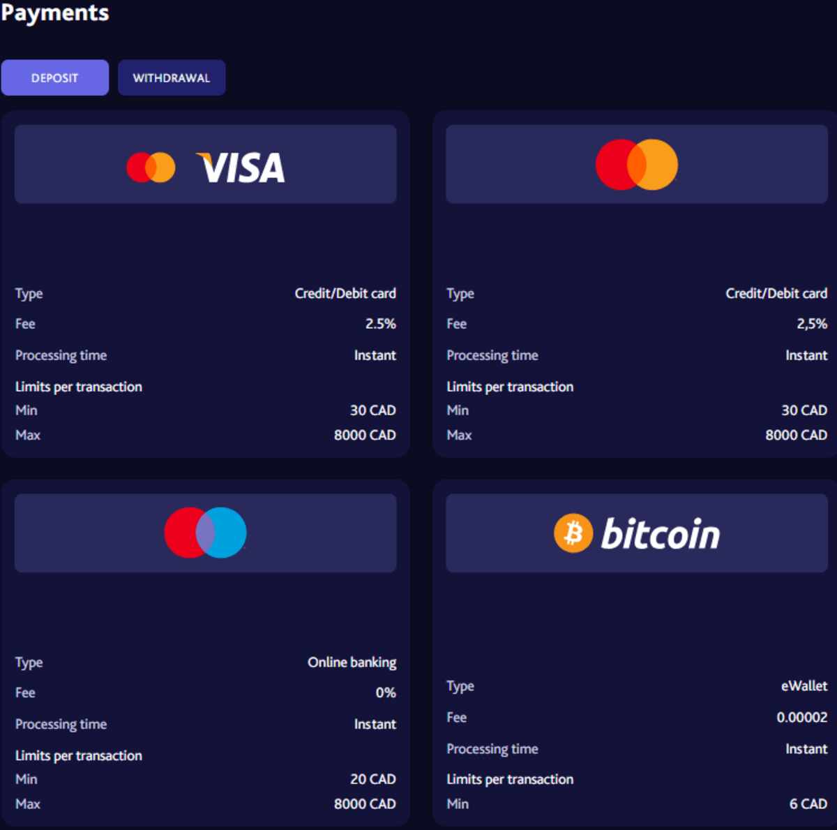 7bitcasino-Zahlungen