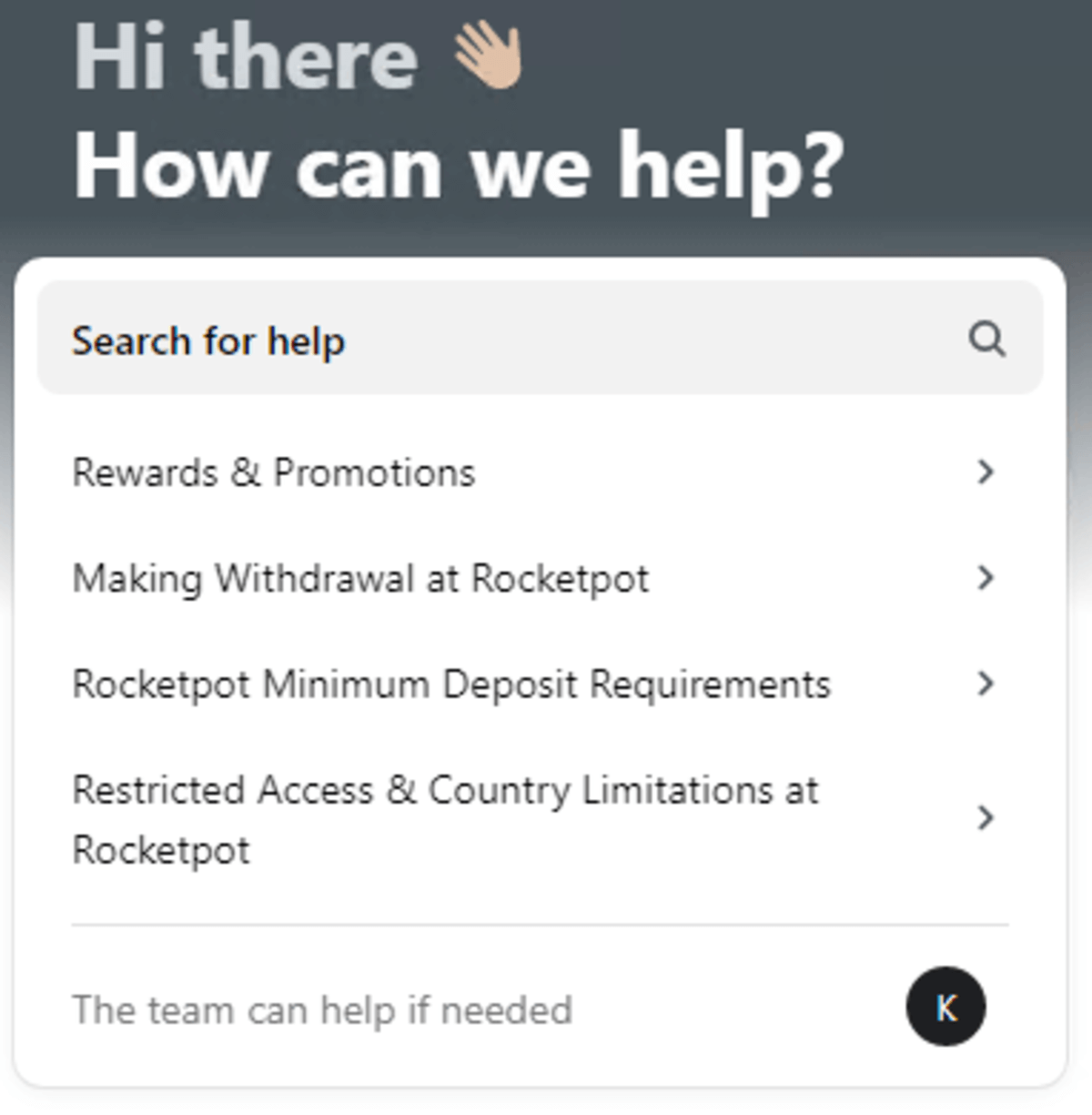 Rocketpot Live Chat