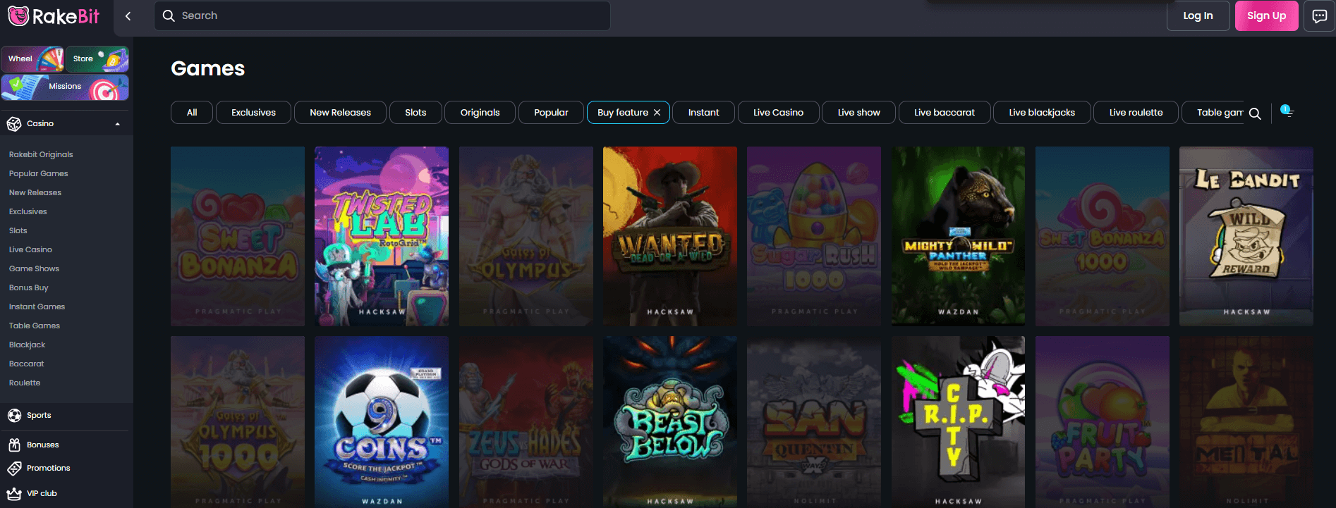 Rakebit Bonus Buy Spiele